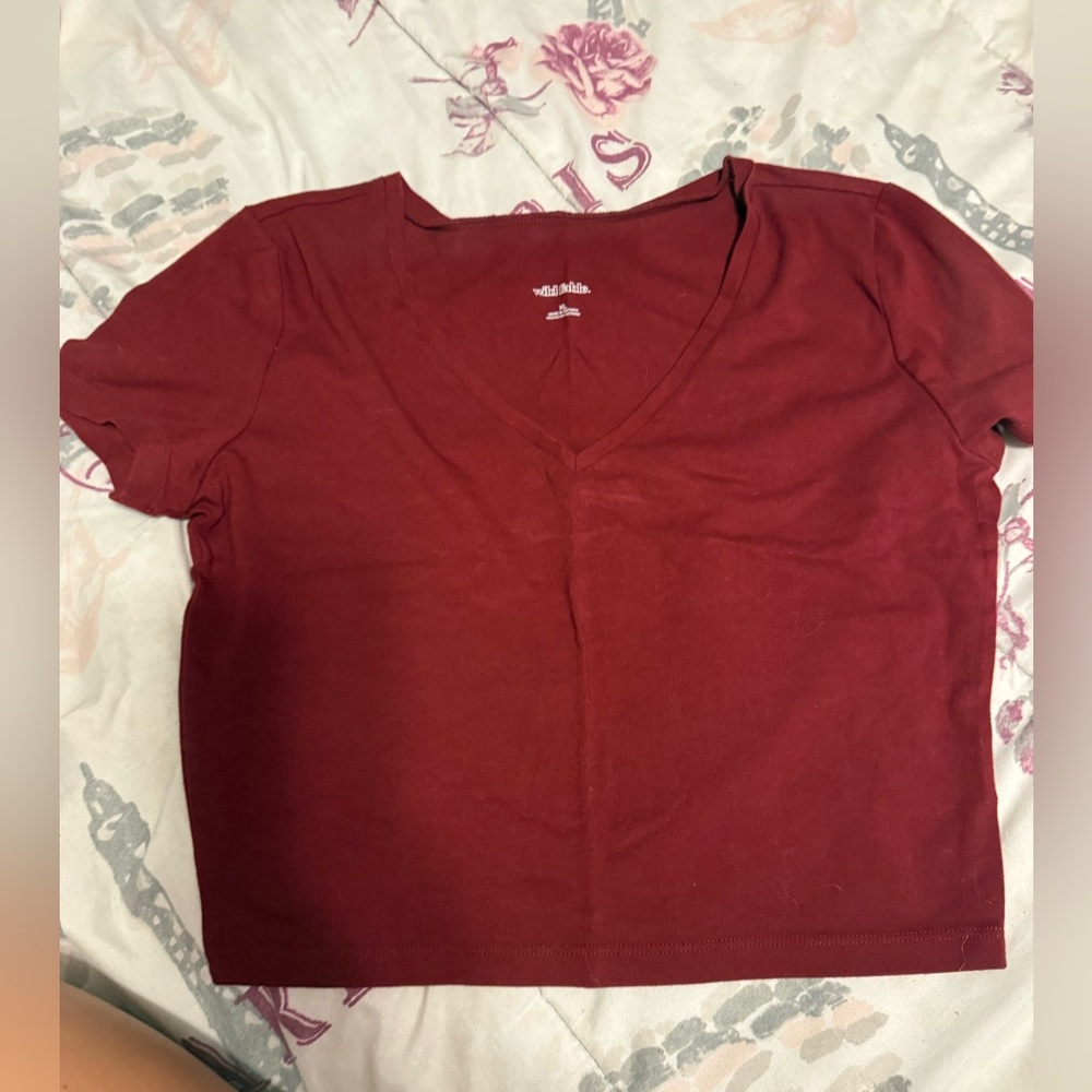 Wild Fable Red Cropped Fitted T-Shirt